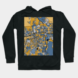 Reno Map Pattern in Blue & Gold Hoodie